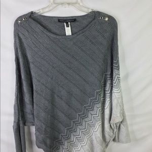 Gray and white poncho sweater